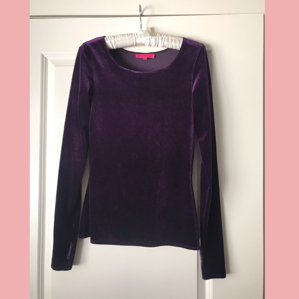 Purple velvet long sleeve Betsey Johnson shirt